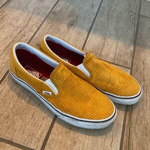 Yellow Corduroy slip on Vans size 10.5 women